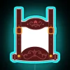 Cute German Bavarian men and boys in traditional lederhosen Oktoberfest costume with RGB neon sign - Blue
