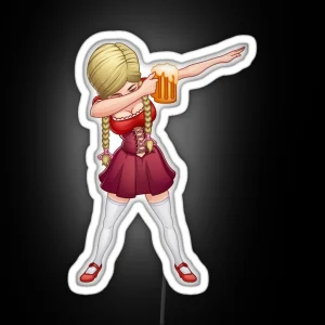 Oktoberfest Lederhosen Dabbingbarmaid Beer Dab RGB Neon Sign