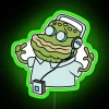 old man jenkins rockin' out to some tunes with a vibrant neon sign in rgb colors.