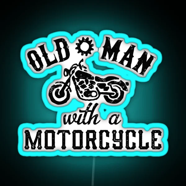 Old Man With A Motorcycle RGB Neon Sign