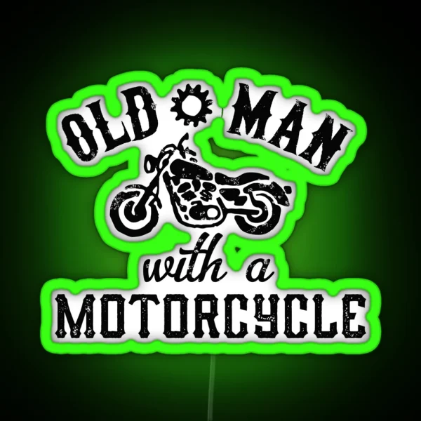 Old Man With A Motorcycle RGB Neon Sign