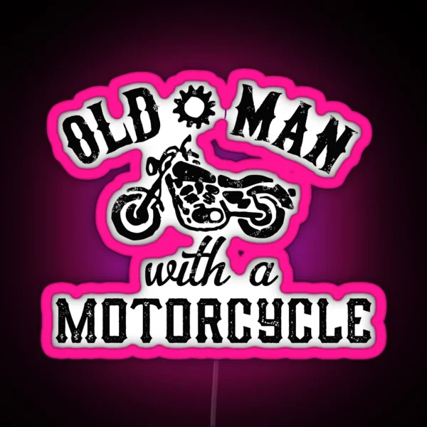 Old Man With A Motorcycle RGB Neon Sign