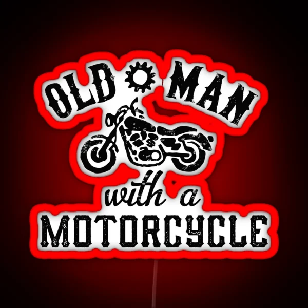 Old Man With A Motorcycle RGB Neon Sign