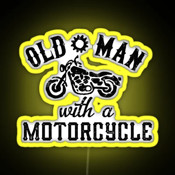 Old Man With A Motorcycle RGB Neon Sign