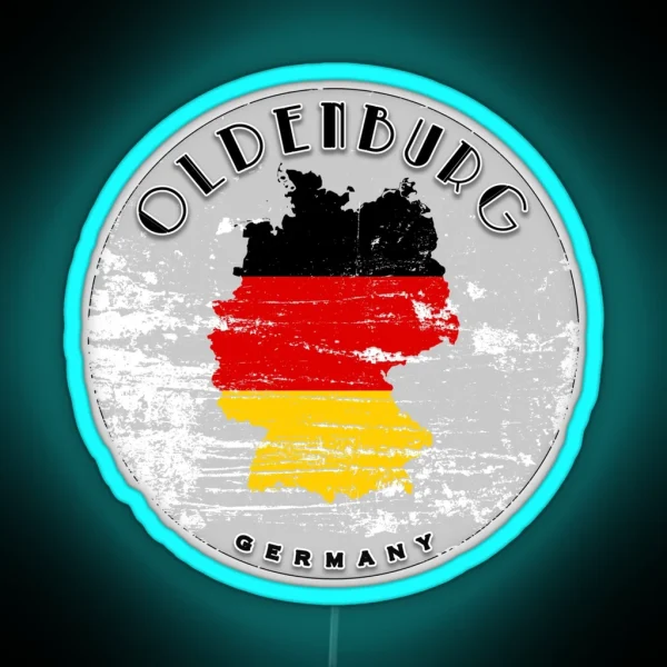 Oldenburg Germany Flag Worn RGB Neon Sign