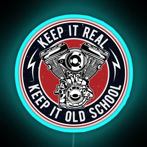 Oldschool Motorcycle Engine Vintage RGB Neon Sign