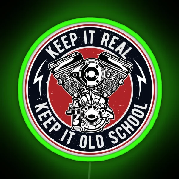 Oldschool Motorcycle Engine Vintage RGB Neon Sign