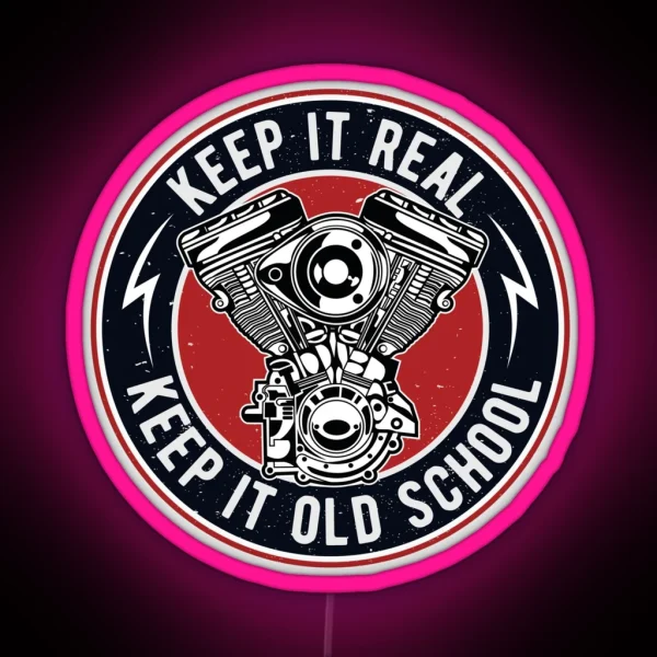 Oldschool Motorcycle Engine Vintage RGB Neon Sign