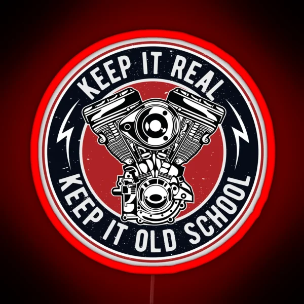 Oldschool Motorcycle Engine Vintage RGB Neon Sign