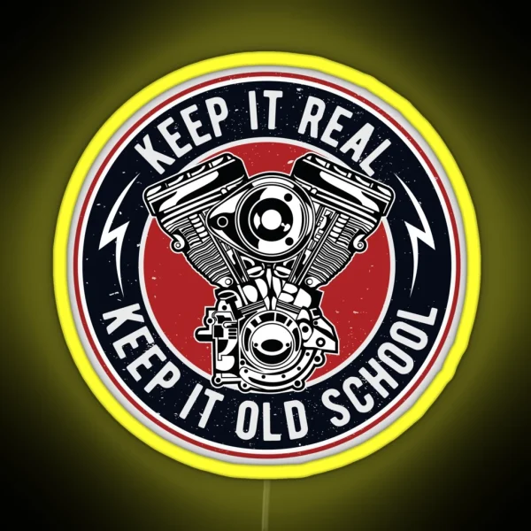 Oldschool Motorcycle Engine Vintage RGB Neon Sign