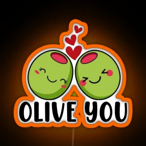 OLIVE YOU Morning Coffee Cup Cute Pun Joke RGB Neon Sign