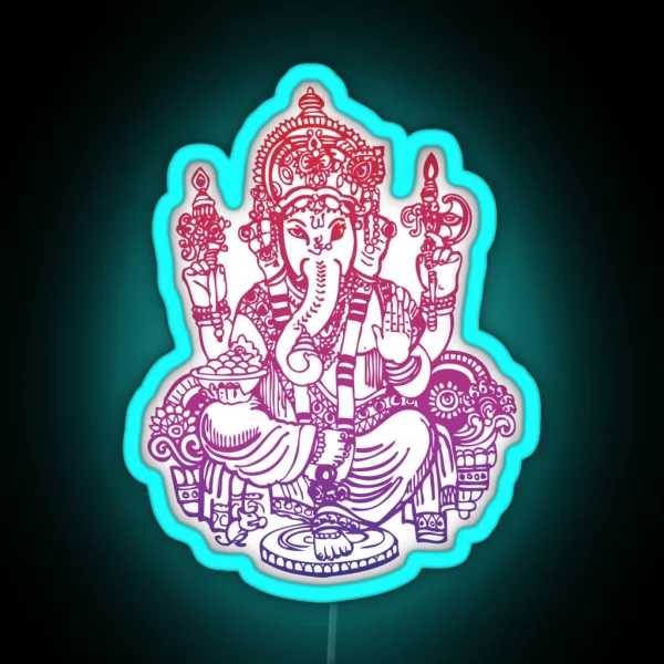 Ombre Indian Ganesh Elephant Led RGB Neon Sign