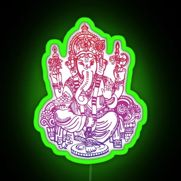 Ombre Indian Ganesh Elephant Led RGB Neon Sign
