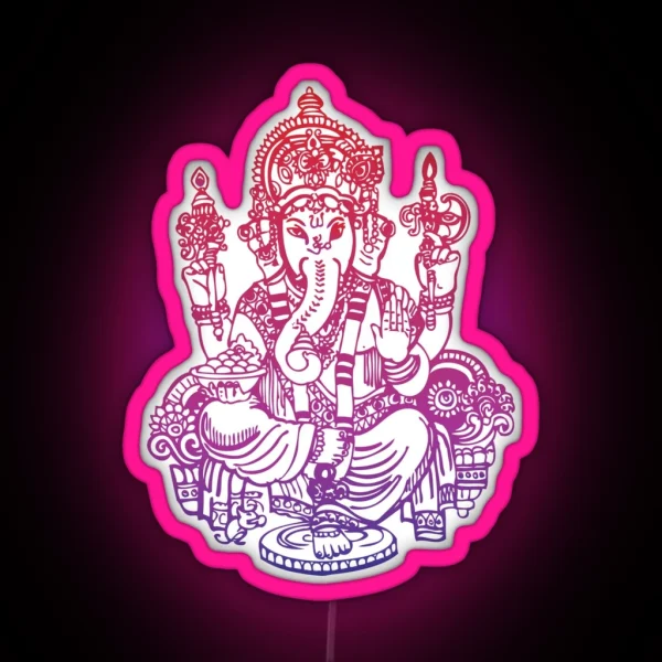 Ombre Indian Ganesh Elephant Led RGB Neon Sign