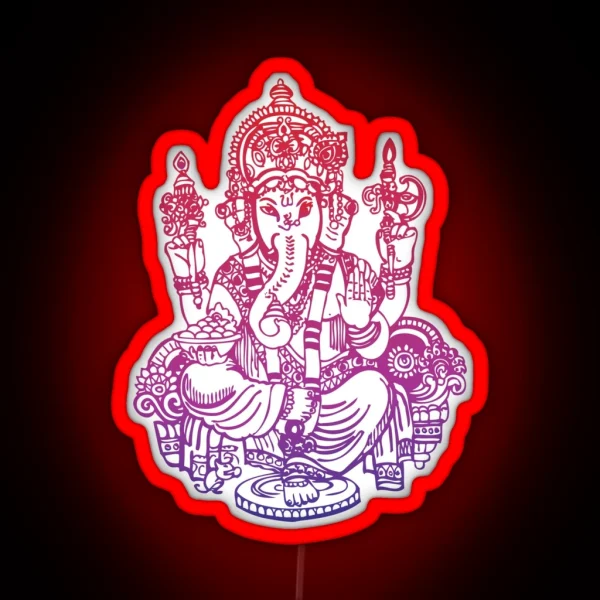 Ombre Indian Ganesh Elephant Led RGB Neon Sign
