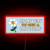 funny gen z meme about getting a lobotomy neon bumper sticker red