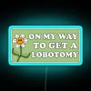 funny meme about lobotomy with neon rgb bumper sign