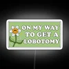 funny lobotomy meme neon sign rgb bumper sticker humor web design white background