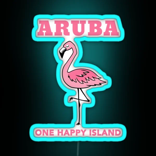 ONE HAPPY ISLAND ARUBA FLAMINGO RGB Neon Sign