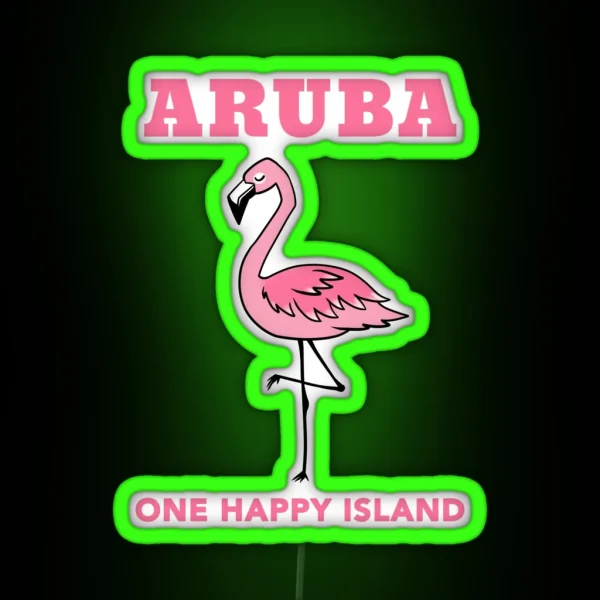 ONE HAPPY ISLAND ARUBA FLAMINGO RGB Neon Sign