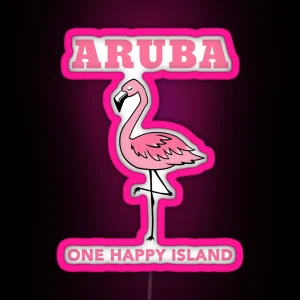 ONE HAPPY ISLAND ARUBA FLAMINGO RGB Neon Sign