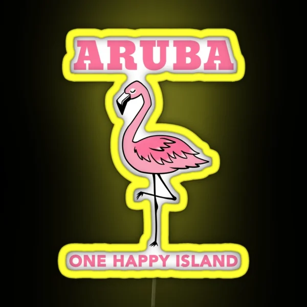 ONE HAPPY ISLAND ARUBA FLAMINGO RGB Neon Sign