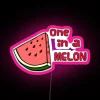 Neon Sign with RGB Pink Lighting Displaying 'One in a Melon'.