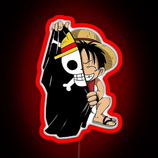 One Piece Luffy And His Flag RGB Neon Sign