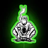 Onizuka GTO Great Teacher Onizuka in a tuxedo holding a cigarette, neon sign with RGB lighting, green color.