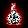 GTO Great Teacher Onizuka in a tuxedo holding a cigarette under a red RGB neon sign.