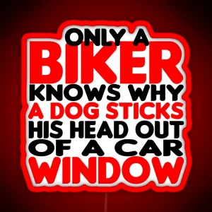 Only A Biker Knows Why A Dog Sticks His Head Out Of A Car Window RGB Neon Sign