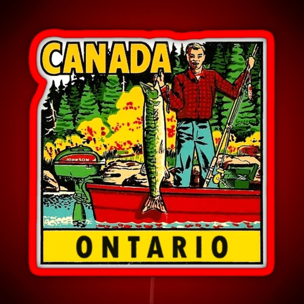 Ontario Fishing Vintage Travel Decal RGB Neon Sign
