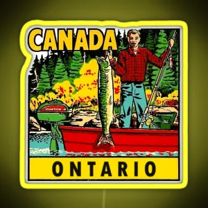 Ontario Fishing Vintage Travel Decal RGB Neon Sign