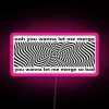 funny car bumper sticker with ooh you wanna let me merge so bad neon sign in rgb