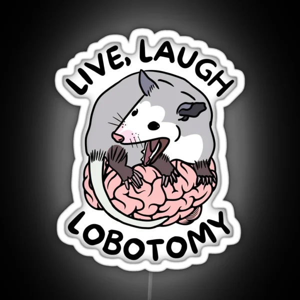 Opossum Screaming Funny Live Laugh Lobotomy RGB Neon Sign