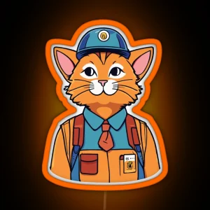 Orange Cat Fellow Worker RGB Neon Sign