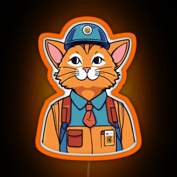 Orange Cat Fellow Worker RGB Neon Sign