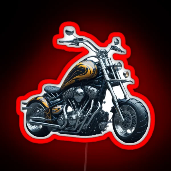 Orange Custom Chopper Motorcycle RGB Neon Sign