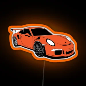 Orange Porsche 911 GT3 RS RGB Neon Sign