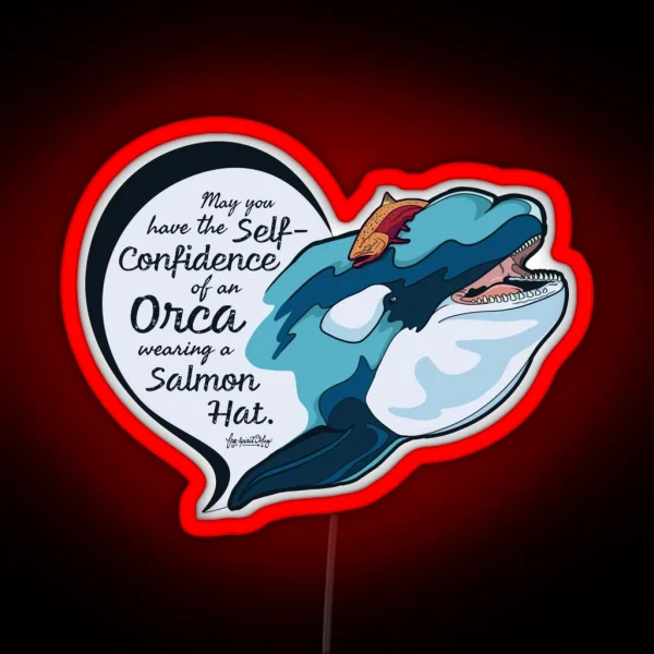 Orca With Salmon Hat Design RGB Neon Sign