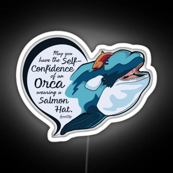 Orca With Salmon Hat Design RGB Neon Sign