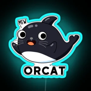 Orcat Funny Cat Orca Puns RGB Neon Sign