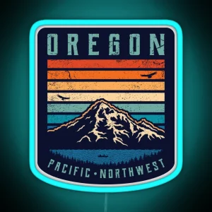 Oregon Retro Mountains RGB Neon Sign