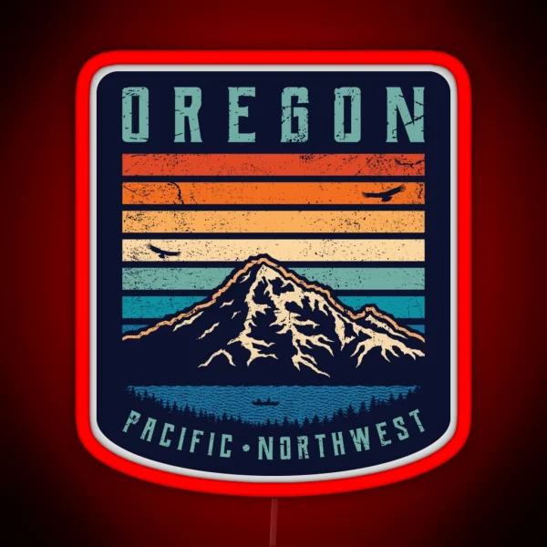 Oregon Retro Mountains RGB Neon Sign