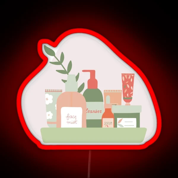 Organic Skincare Products On A Tray RGB Neon Sign