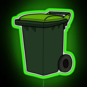 Organic Wheelie Bin Green Lid Illustration RGB Neon Sign