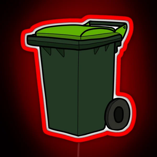 Organic Wheelie Bin Green Lid Illustration RGB Neon Sign