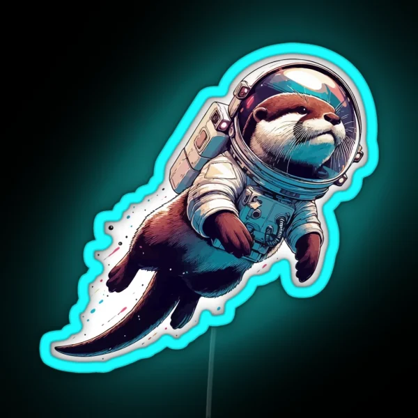Otter Astronaut In Space RGB Neon Sign