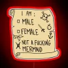 Neon Sign Art Saying Our Flag Means Death Not a Mermaid with Vibrant RGB Neon Colors