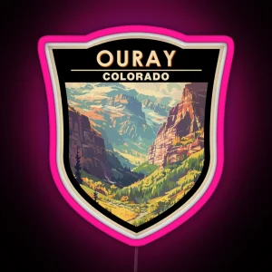 Ouray Colorado Travel Art Badge RGB Neon Sign